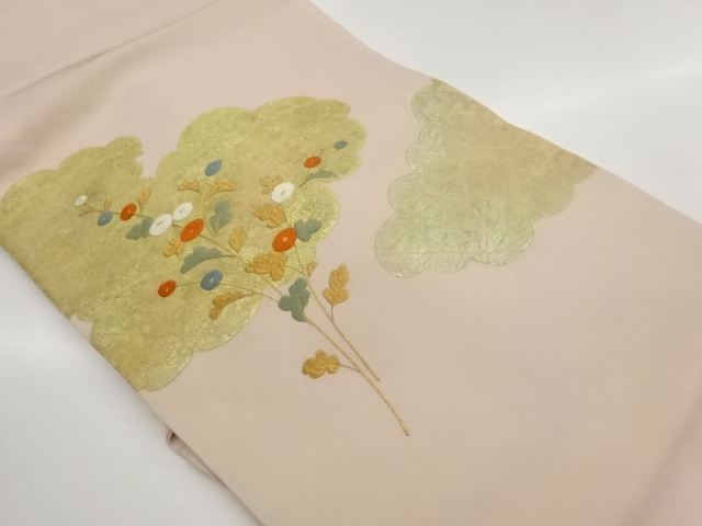 JAPANESE NAGOYA OBI / SHIOZE / KINSAI / WOVEN FLOWER